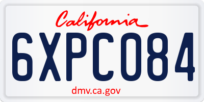 CA license plate 6XPC084