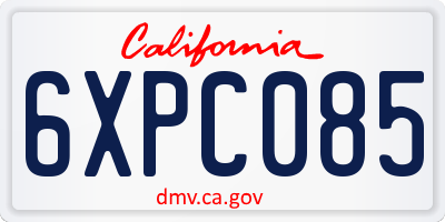 CA license plate 6XPC085