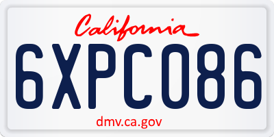 CA license plate 6XPC086