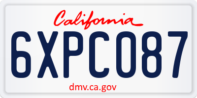 CA license plate 6XPC087