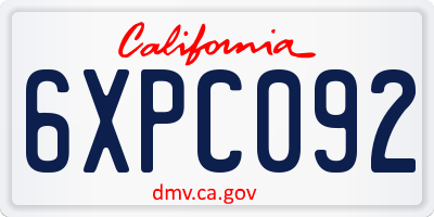 CA license plate 6XPC092