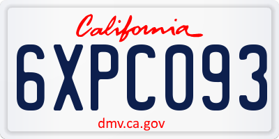 CA license plate 6XPC093