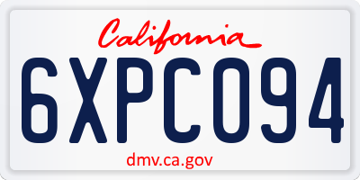 CA license plate 6XPC094