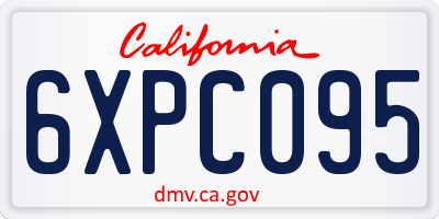 CA license plate 6XPC095