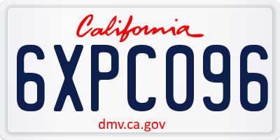 CA license plate 6XPC096