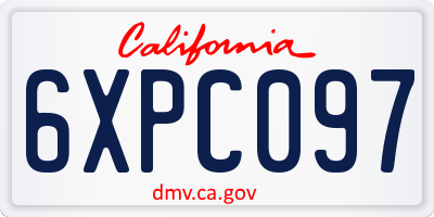 CA license plate 6XPC097