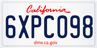 CA license plate 6XPC098