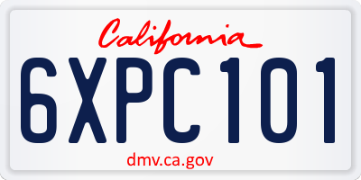 CA license plate 6XPC101