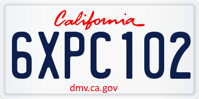 CA license plate 6XPC102