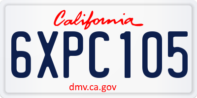 CA license plate 6XPC105