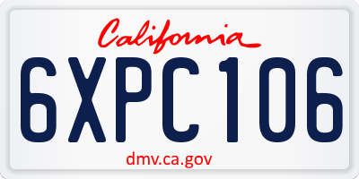 CA license plate 6XPC106