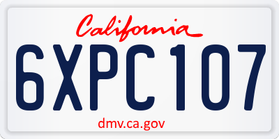 CA license plate 6XPC107