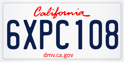 CA license plate 6XPC108