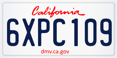 CA license plate 6XPC109