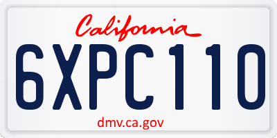 CA license plate 6XPC110