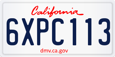 CA license plate 6XPC113