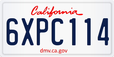 CA license plate 6XPC114