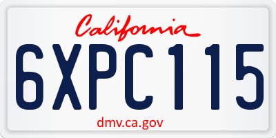 CA license plate 6XPC115