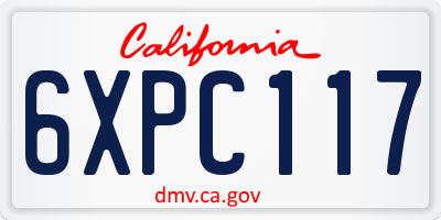 CA license plate 6XPC117