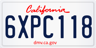 CA license plate 6XPC118