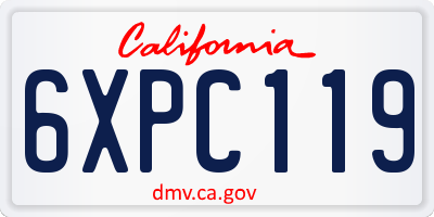 CA license plate 6XPC119