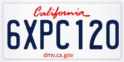 CA license plate 6XPC120