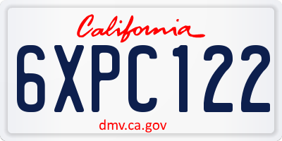 CA license plate 6XPC122