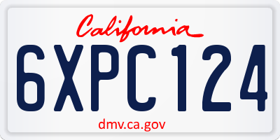 CA license plate 6XPC124