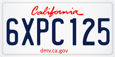 CA license plate 6XPC125