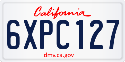 CA license plate 6XPC127