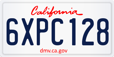 CA license plate 6XPC128