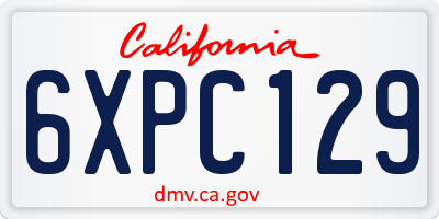 CA license plate 6XPC129
