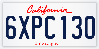 CA license plate 6XPC130