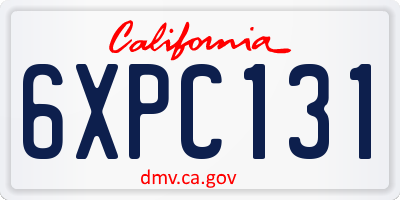 CA license plate 6XPC131