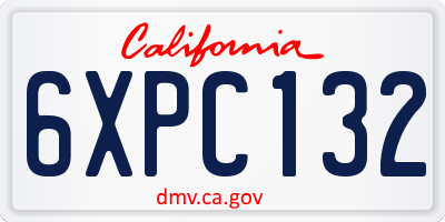 CA license plate 6XPC132
