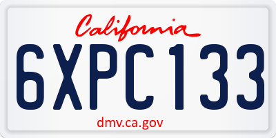 CA license plate 6XPC133