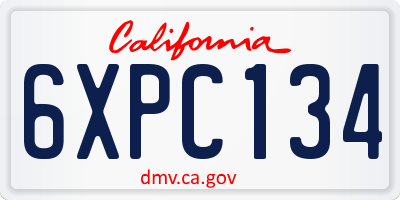 CA license plate 6XPC134