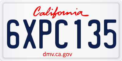 CA license plate 6XPC135