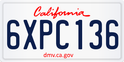 CA license plate 6XPC136