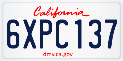 CA license plate 6XPC137