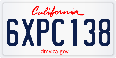 CA license plate 6XPC138