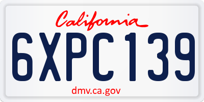 CA license plate 6XPC139
