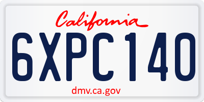 CA license plate 6XPC140