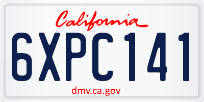 CA license plate 6XPC141