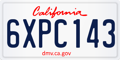 CA license plate 6XPC143