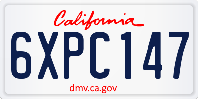 CA license plate 6XPC147