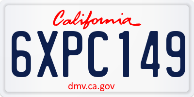 CA license plate 6XPC149