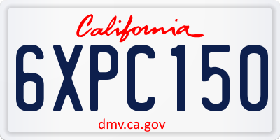 CA license plate 6XPC150