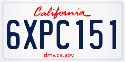 CA license plate 6XPC151
