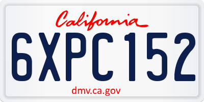 CA license plate 6XPC152